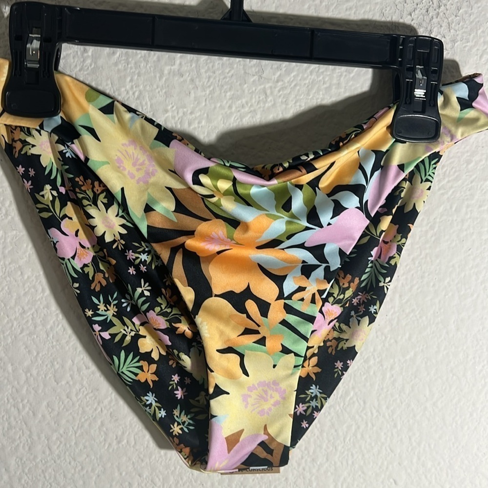 Billabong Floral Bikini in Black with Pastel Yellow, Pink & Green - Picture 5 of 13